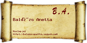 Balázs Anetta névjegykártya