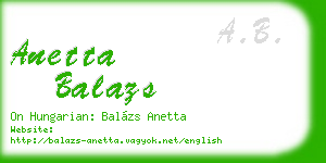 anetta balazs business card